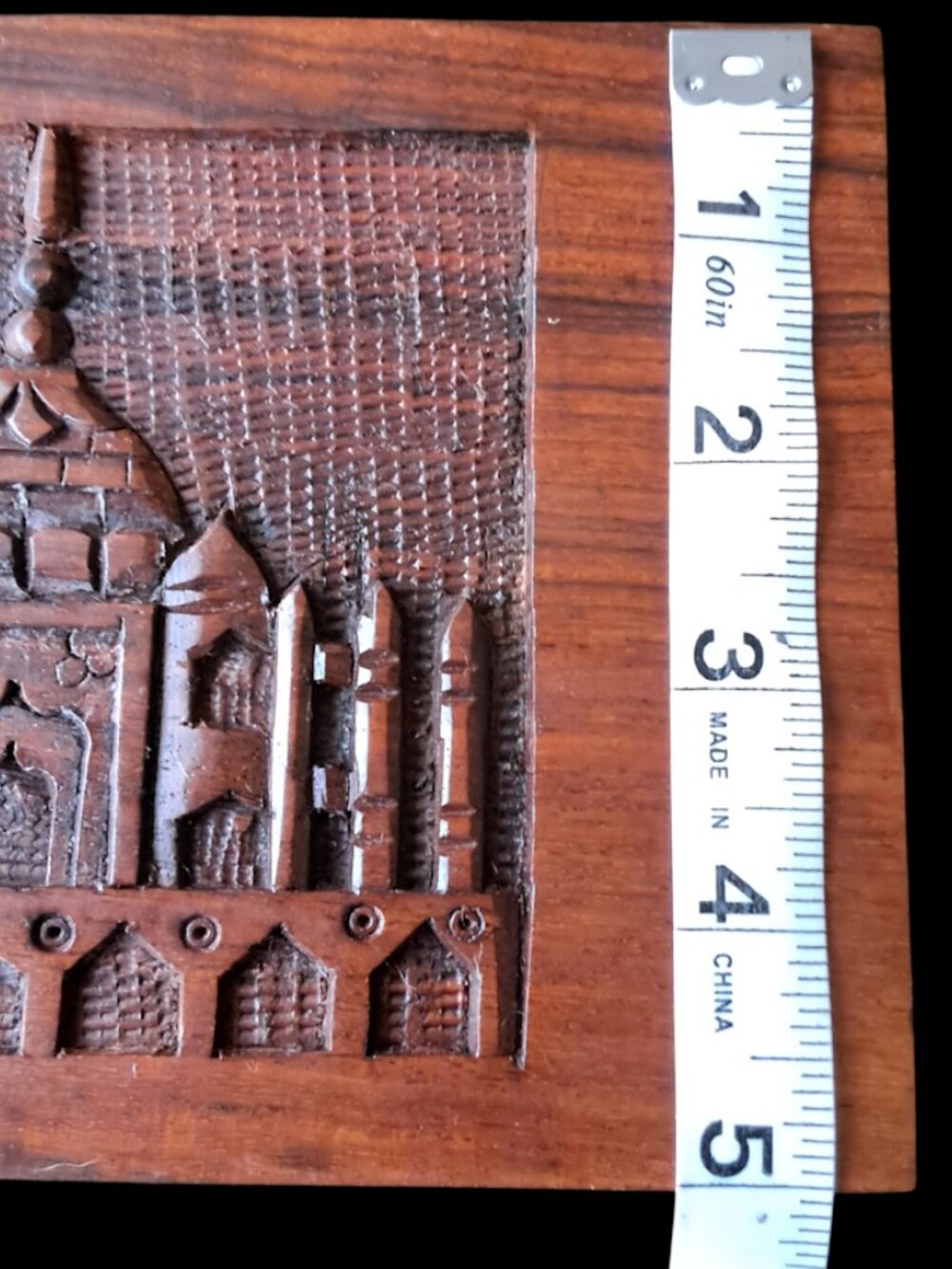 Vintage Hand Carved Taj Mahal Hardwood Tea/Trinket Storage Box, Tea Included - Picture 10 of 11